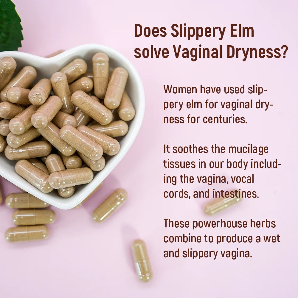 Chinaherbs Wetness Healthcare Supplement Vegan Slippery Elm Capsules for Blood Circulation & Moisturizer/Lubrication