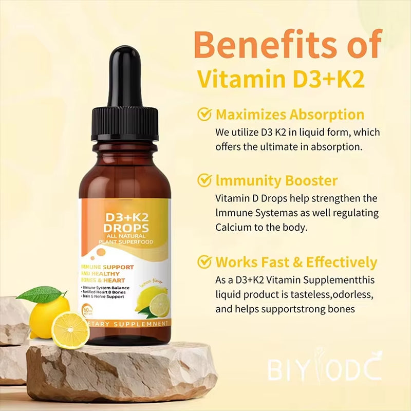Bulk Vitamin D3 K2 Supplement Drops Oem Odm Private Label USA Warehouse Stock Ready One Piece Delivery Suitable for Retailers