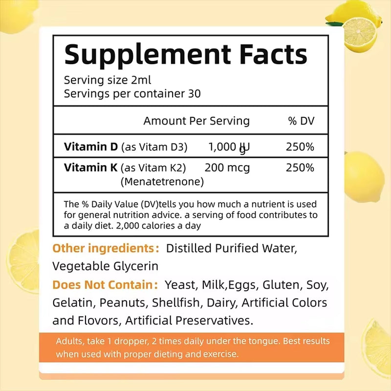 Bulk Vitamin D3 K2 Supplement Drops Oem Odm Private Label USA Warehouse Stock Ready One Piece Delivery Suitable for Retailers